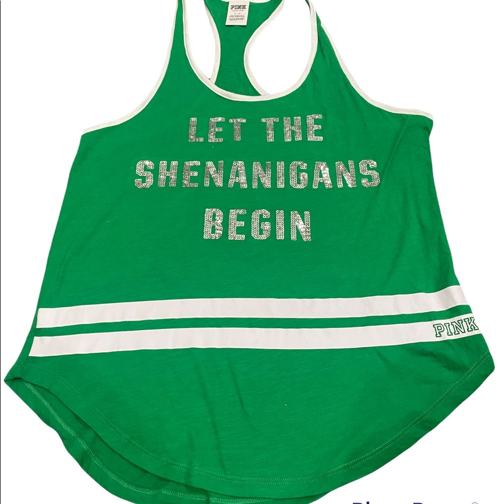 Large Green, PINK razorback tanktop